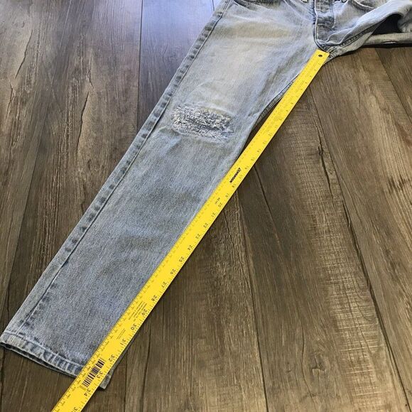 SHIPLEY & HALMOS Mens Jean Hopper Button Fly Denim Distressed Knees Sz 34x33.5 - Picture 9 of 12